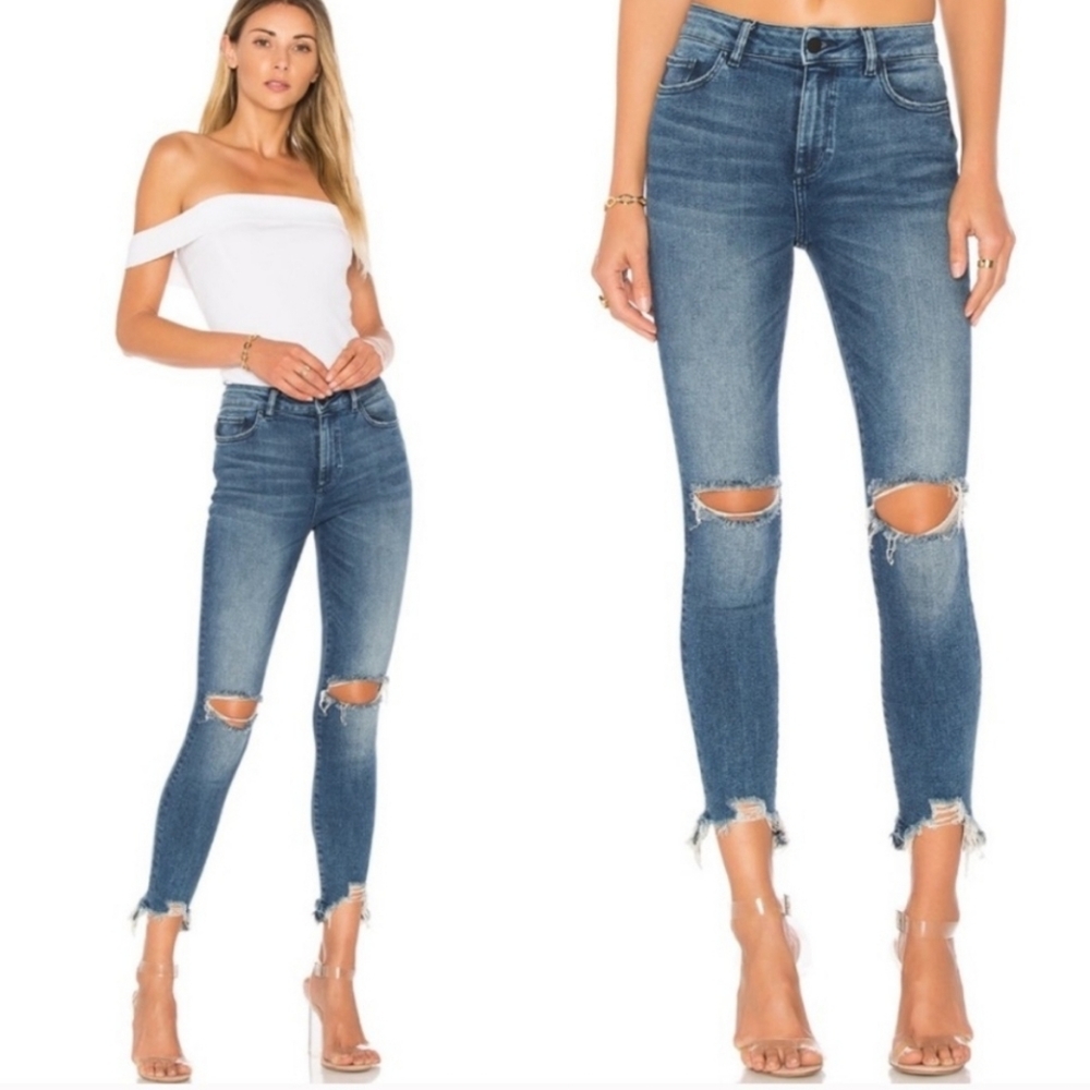DL1961 Farrow Ankle Instaslim High Rise Skinny Jean Distressed Raw Hem 24